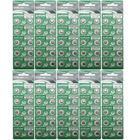SUNCOM (100 Pcs) AG2 Alkaline 1.5V Button Cell Battery Single Use LR726 LR59 SR726W GP397 612 SG2 Watch Toys Remotes Cameras