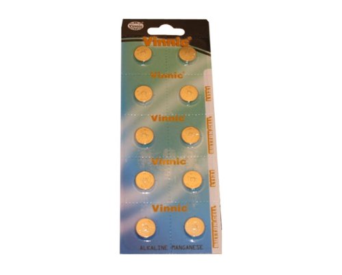 L1131-C10-Ag10 Alkaline Manganese Button (Pack of 10) Cells  Vinnic AGE-10 Alkaline Manganese Pack 10 Cells by Vinnic