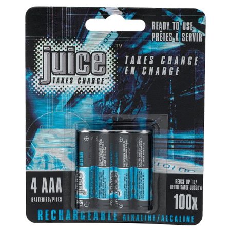 Juice Rechargeable Alkaline Batteries, Size AAA, 4 Count Packages Pack of 3