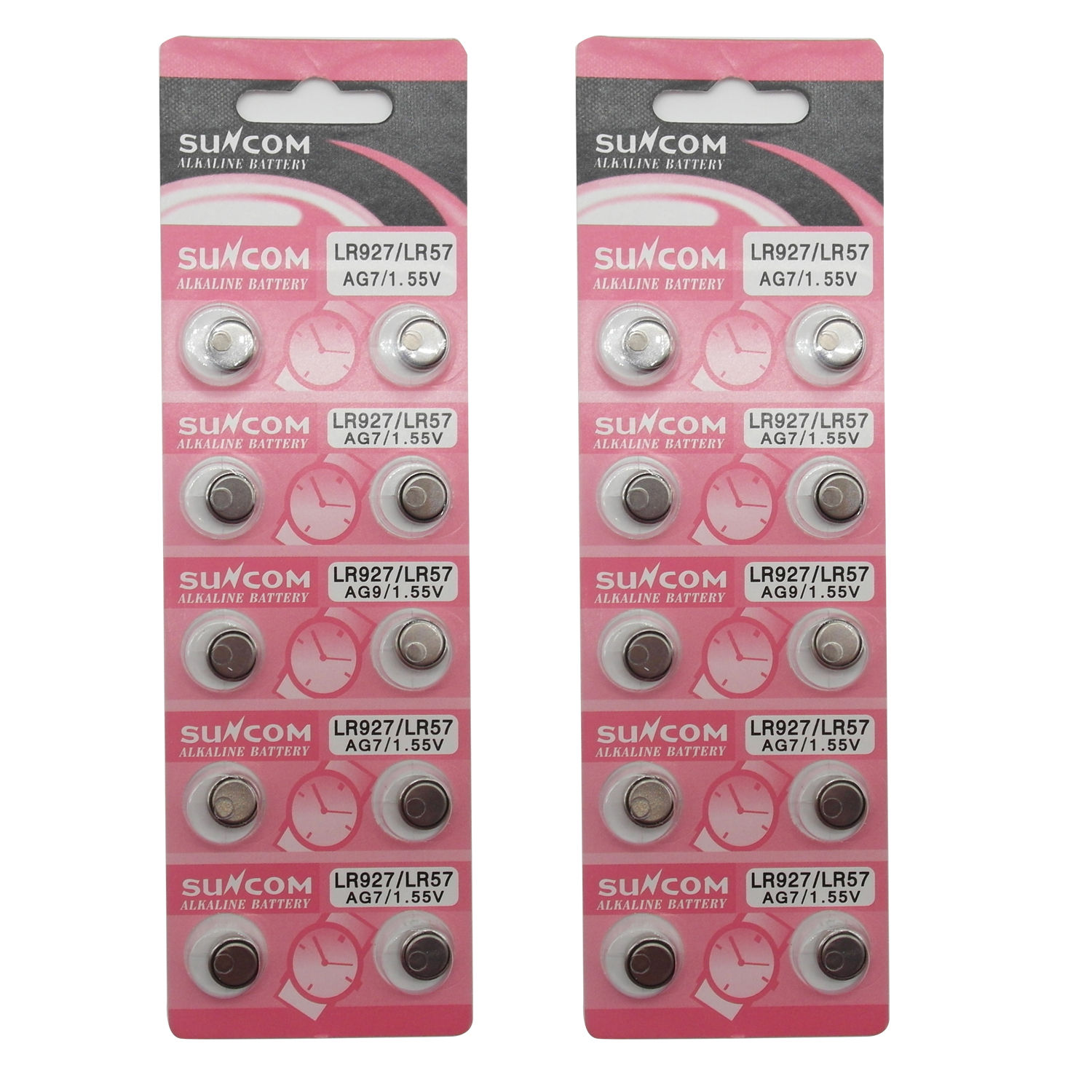 SUNCOM (20 Pcs) AG7 Alkaline 1.5V Button Cell Battery Single Use LR927 LR57 SR927W 399 GR927 G7 Watch Toys Remotes Cameras