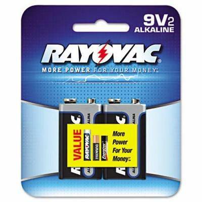 2PK Rayovac High Energy Premium Alkaline Battery, 9V, 2 per Pack