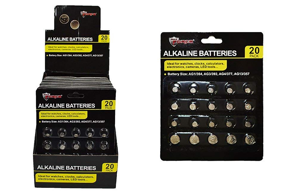 Diamond Visions Max Force 2220641 20 Piece Alkaline Battery Card Multipack (40 Assorted Batteries)