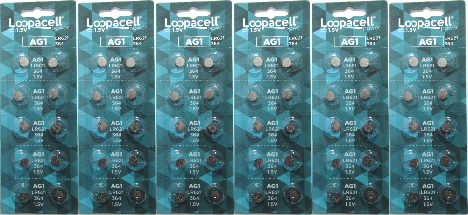 60 X AG1 Alkaline Button Cell LOOPACELL Watch Batteries