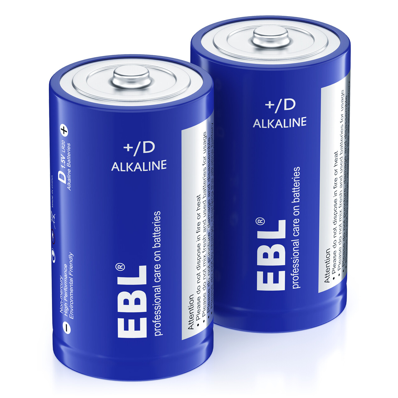 EBL 2-Pack 20000mAh 1.5V Alkaline Batteries Size D LR20 L20 D Cell Battery