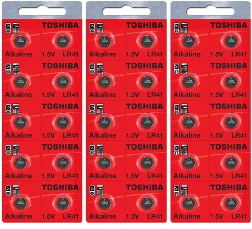 LR41 / AG3 Toshiba 1.5V Alkaline Pack of 30 Button Cell Batteries EXP 2024
