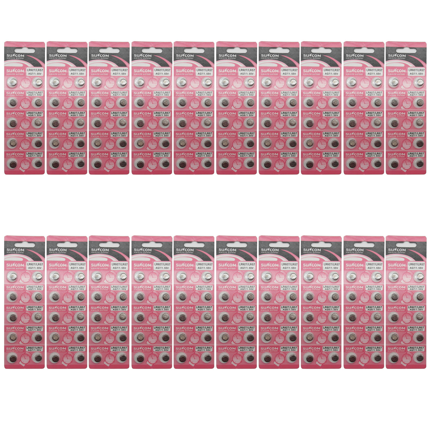 SUNCOM (200 Pcs) AG7 Alkaline 1.5V Button Cell Battery Single Use LR927 LR57 SR927W 399 GR927 G7 Watch Toys Remotes Cameras