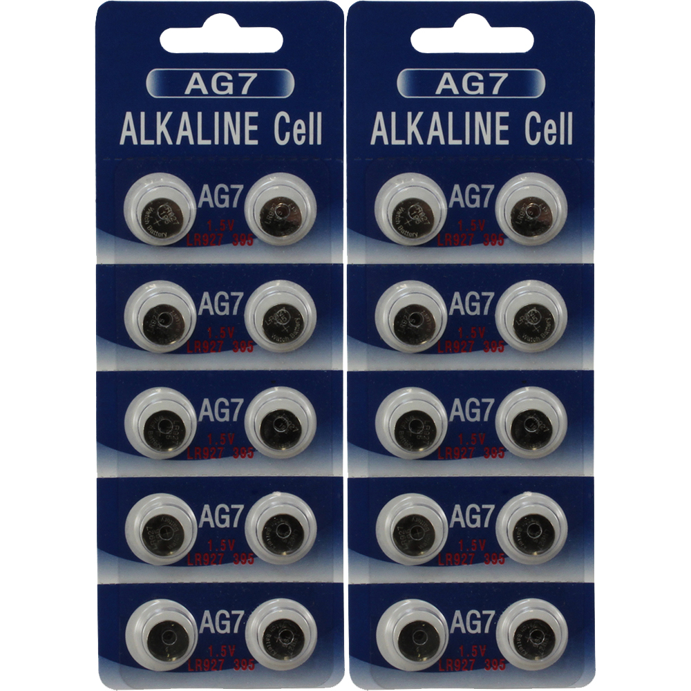 Powertron AG7 395 LR927 SR927 1.5V Alkaline Button Cell Battery 2 Packs of 10 (20) Batteries