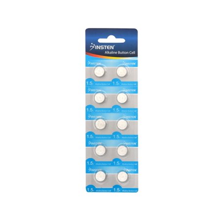 Insten 10pcs AG13 LR44 303 357 357A A76 LR1154 1.5V Watch Cell Coin Button Alkaline Battery