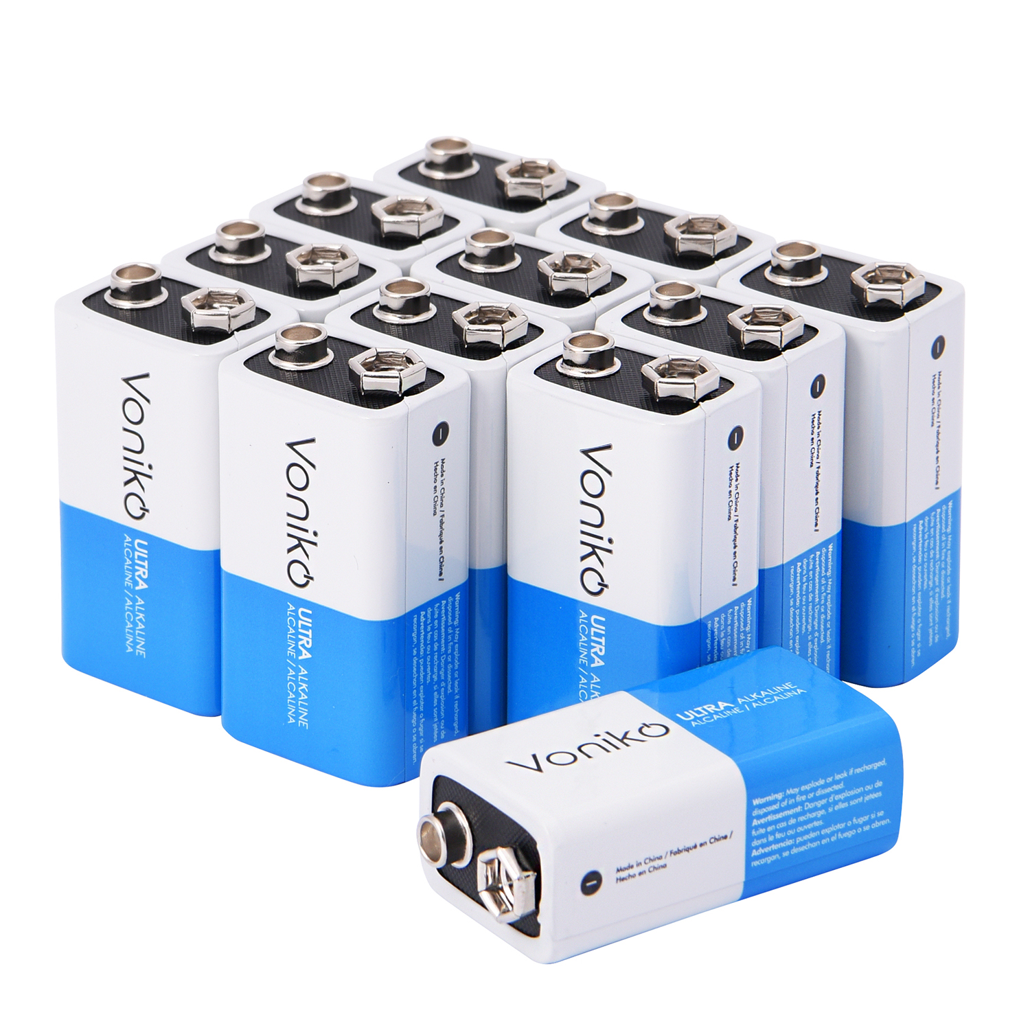 VONIKO Ultra Alkaline Long Lasting 9V Batteries 12 Pack