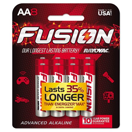 2PK Fusion Advanced Alkaline Batteries, AA, 8/Pack