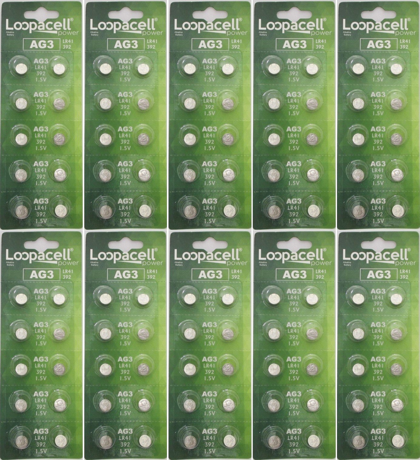 1000 LOOPACELL AG3 LR41 Alkaline Button Cell Batteries