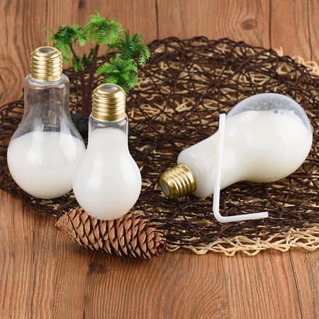 Summer Bulb Water Bottle Brief Cute Milk Juice Light Bulbs Cup Leak-proof B