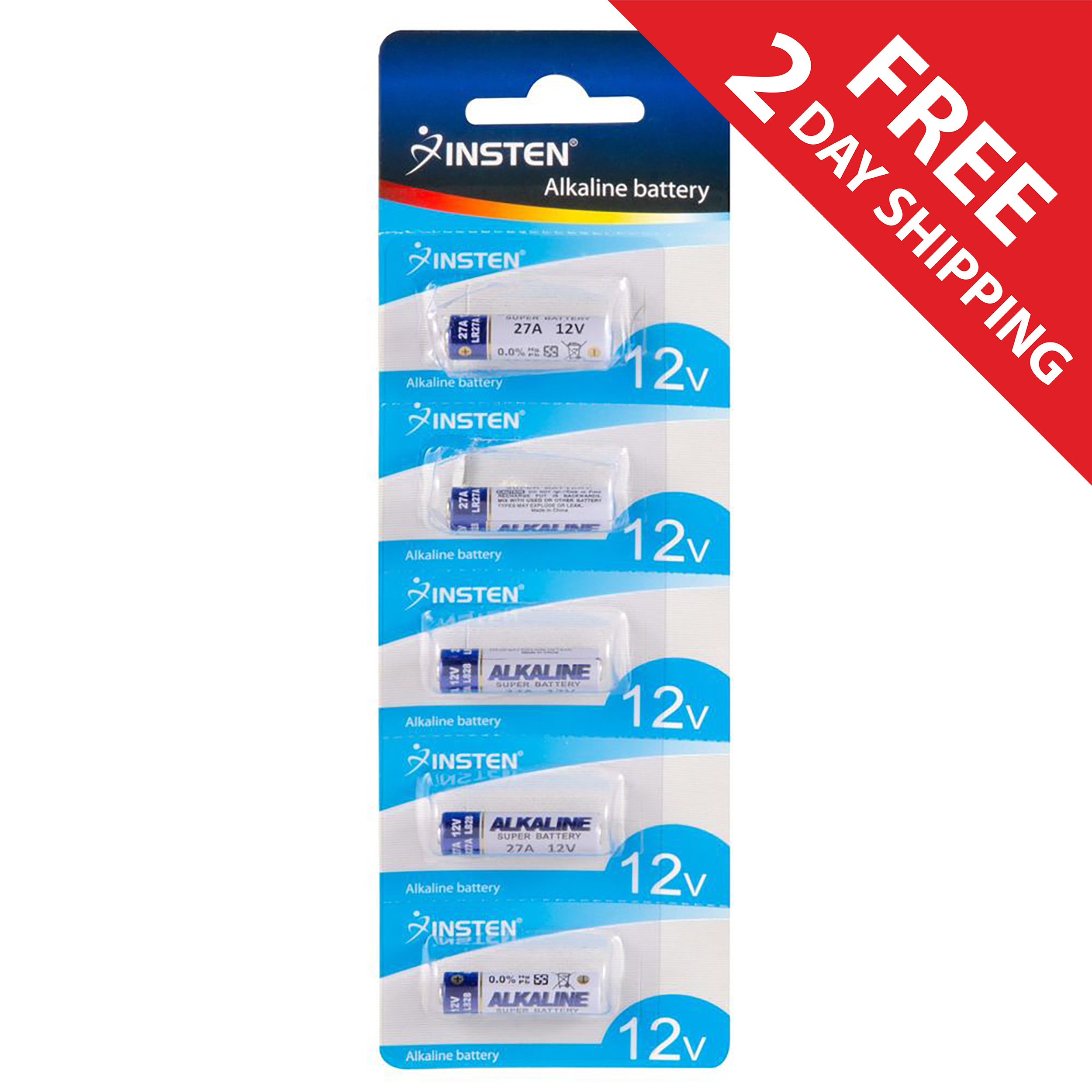Insten 27A 12V Alkaline Battery - 27A (5 Pcs Batteries) 5-Count