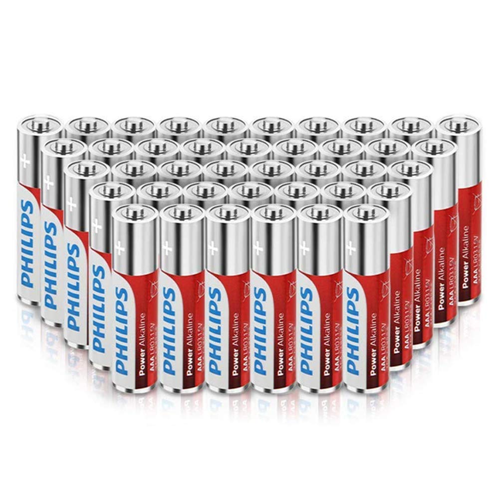 Philips AAA Batteries (40 Count), 1.5V Alkaline Batteries, 1100mAh Performance LR03 AAA Battery