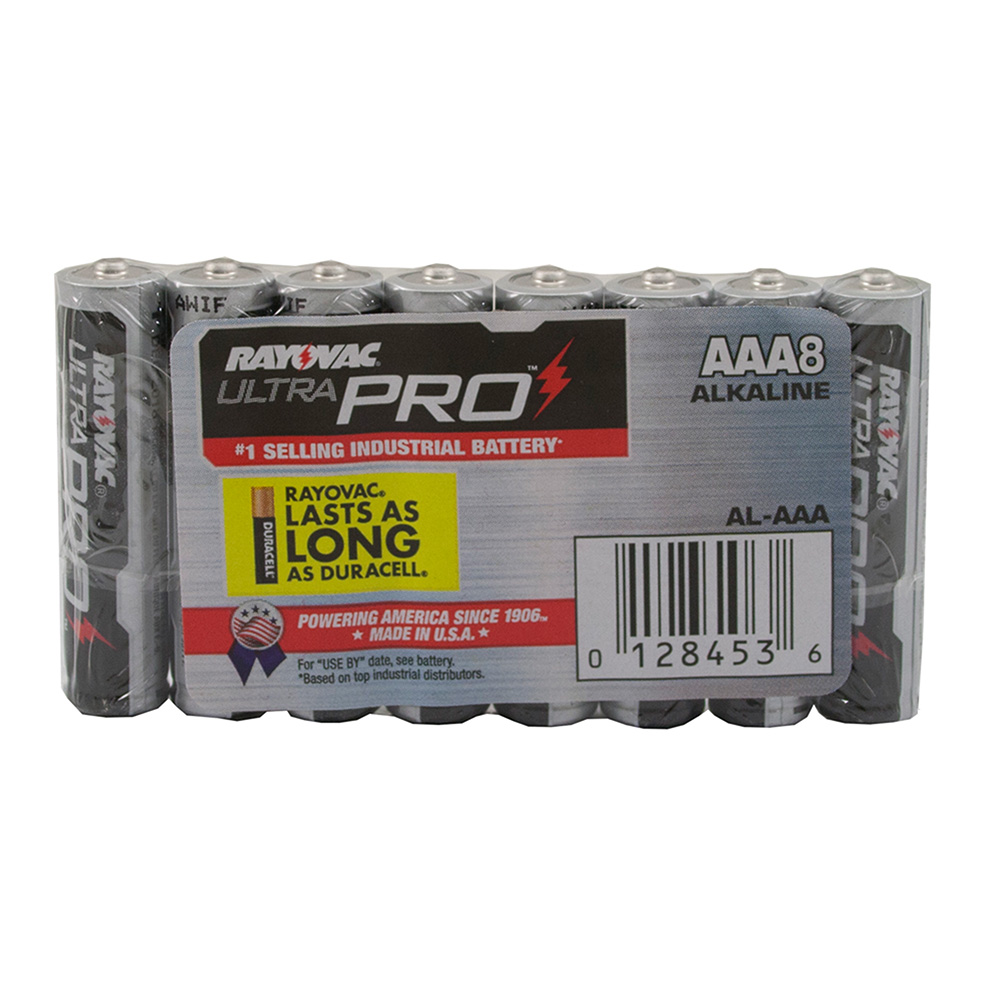 Pack 8, Rayovac Heavy Duty Alkaline Industrial Batteries, AAA Size,PartNo F20012