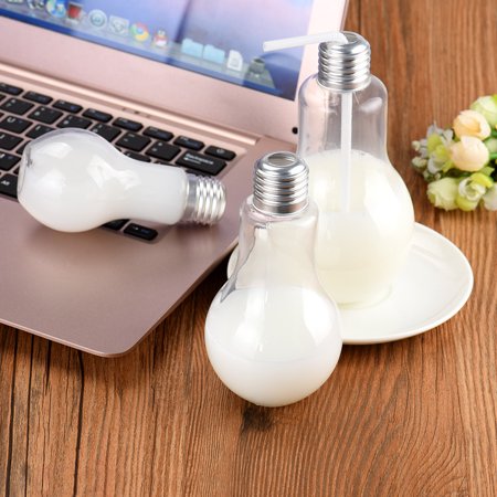 Summer Bulb Water Bottle Brief Cute Milk Juice Light Bulbs Cup Leak-proof a
