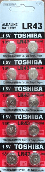 Toshiba LR43 Alkaline Battery (Ten Pack)