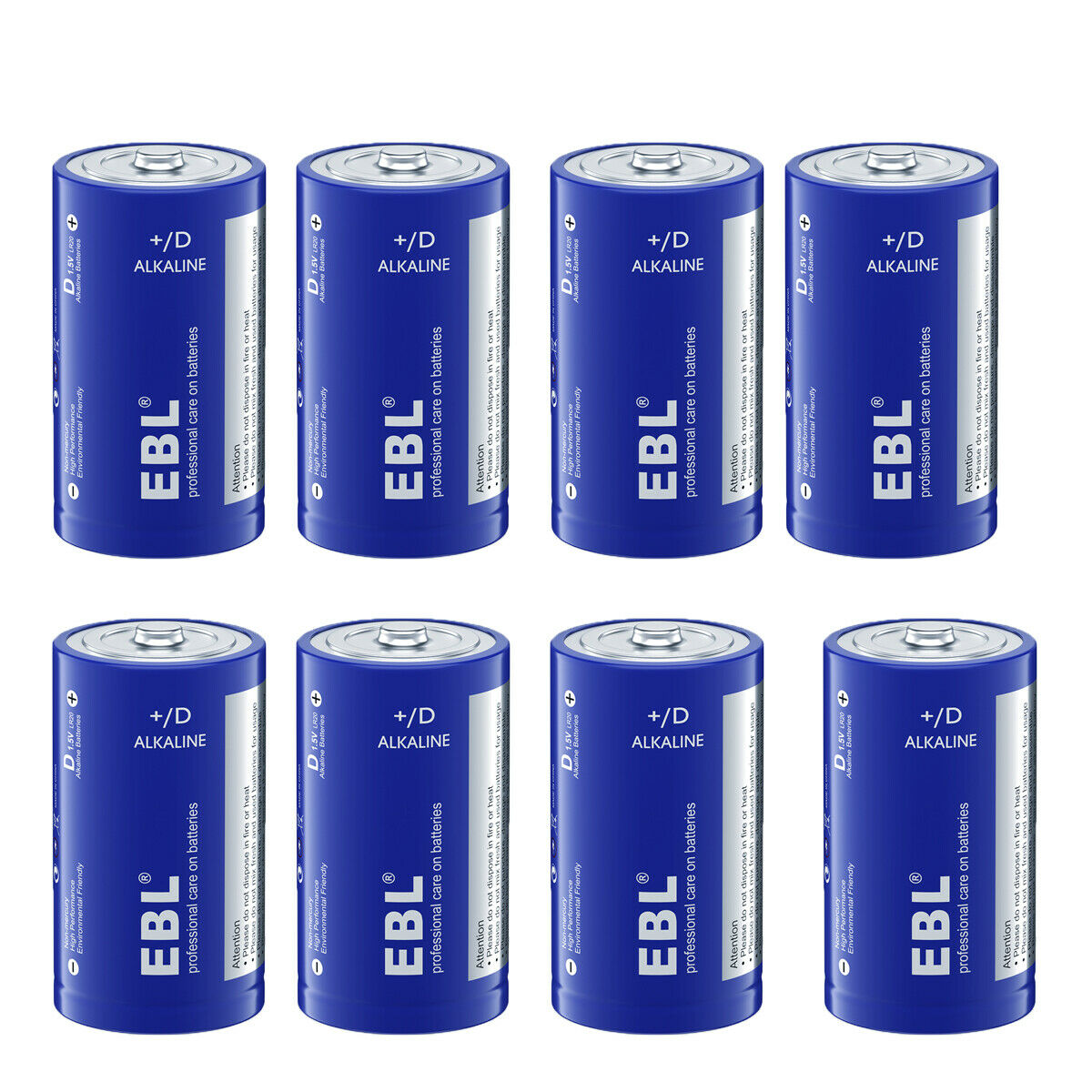 EBL 8-Pack 20000mA 1.5V Alkaline Batteries LR20 L20 Size D Battery