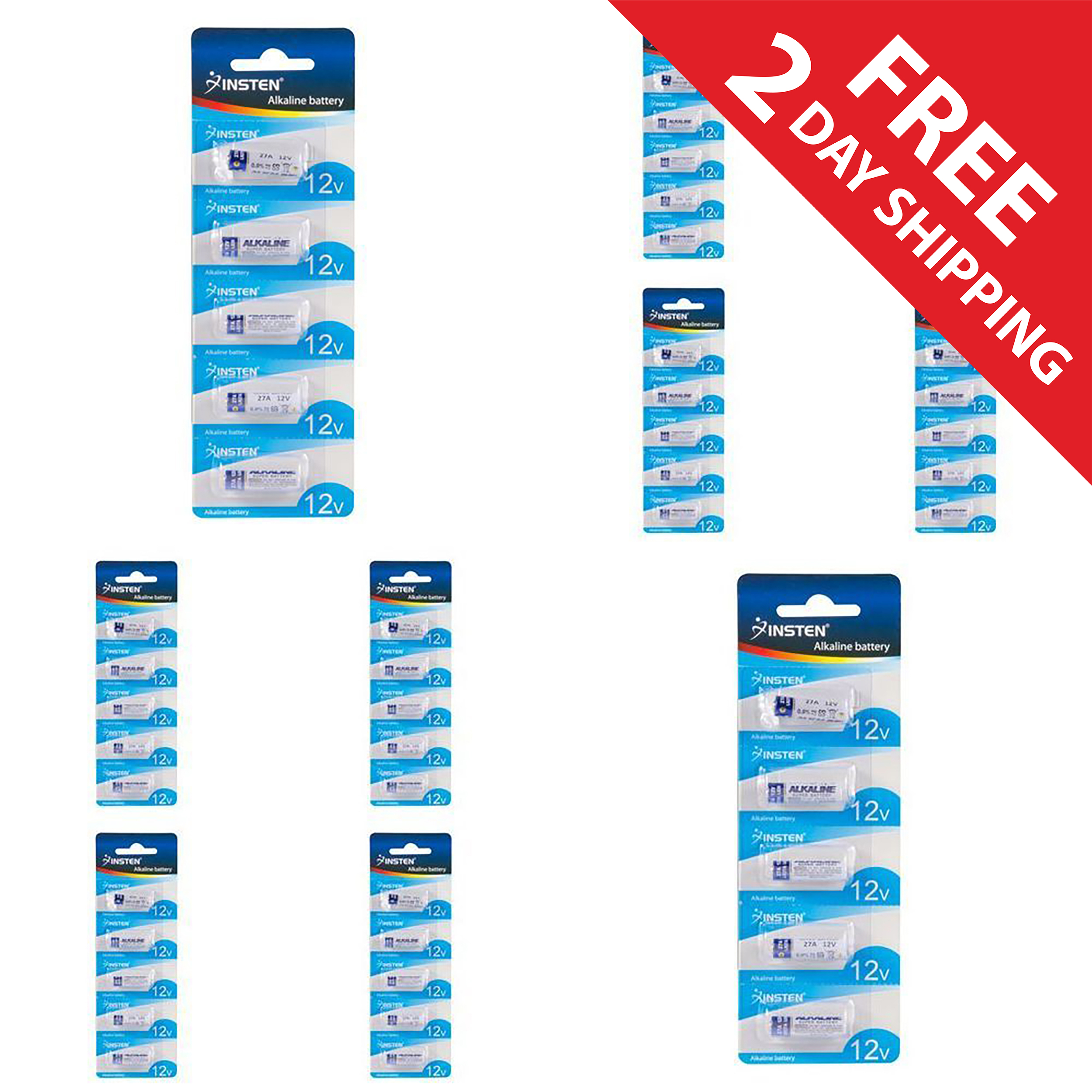 2 Pack Insten Alkaline Battery - 27A (5pcs) 5-Count