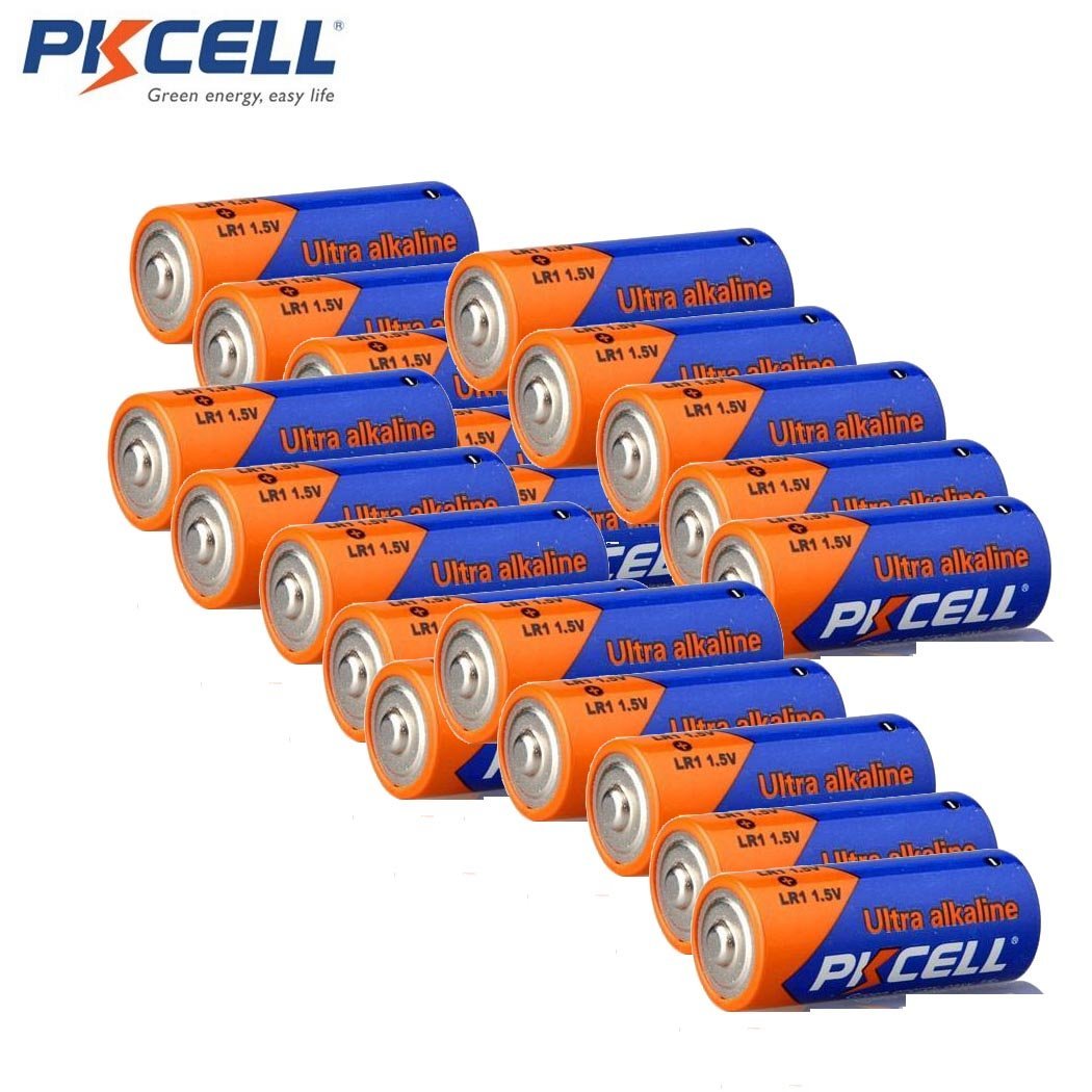 20 X E90 MN9100 910A 1.5V AM5 Size N LR1 Alkaline Batteries EXP2026, LR1 AM5 Size N 9 1.5V MN9100 Alkaline Battery by PK Cell