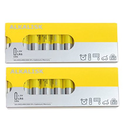 IKEA ALKALISK Alkaline AA Battery 2 Packs(10 Each) Total 20 PIECES