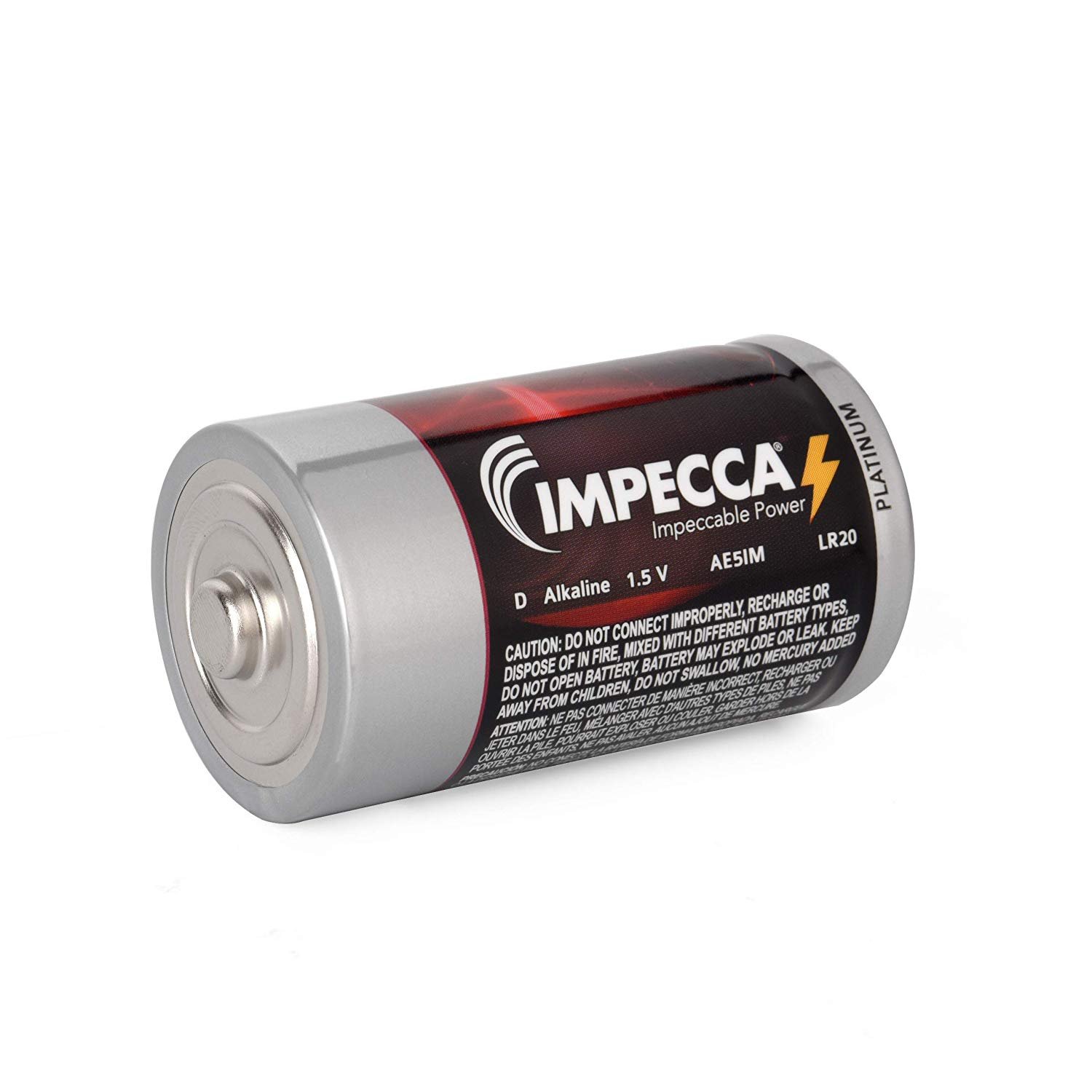 IMPECCA All Purpose Alkaline D Batteries- Platinum Series High Performance Long Lasting Shelf Life Leak Resistant (24 Pack)