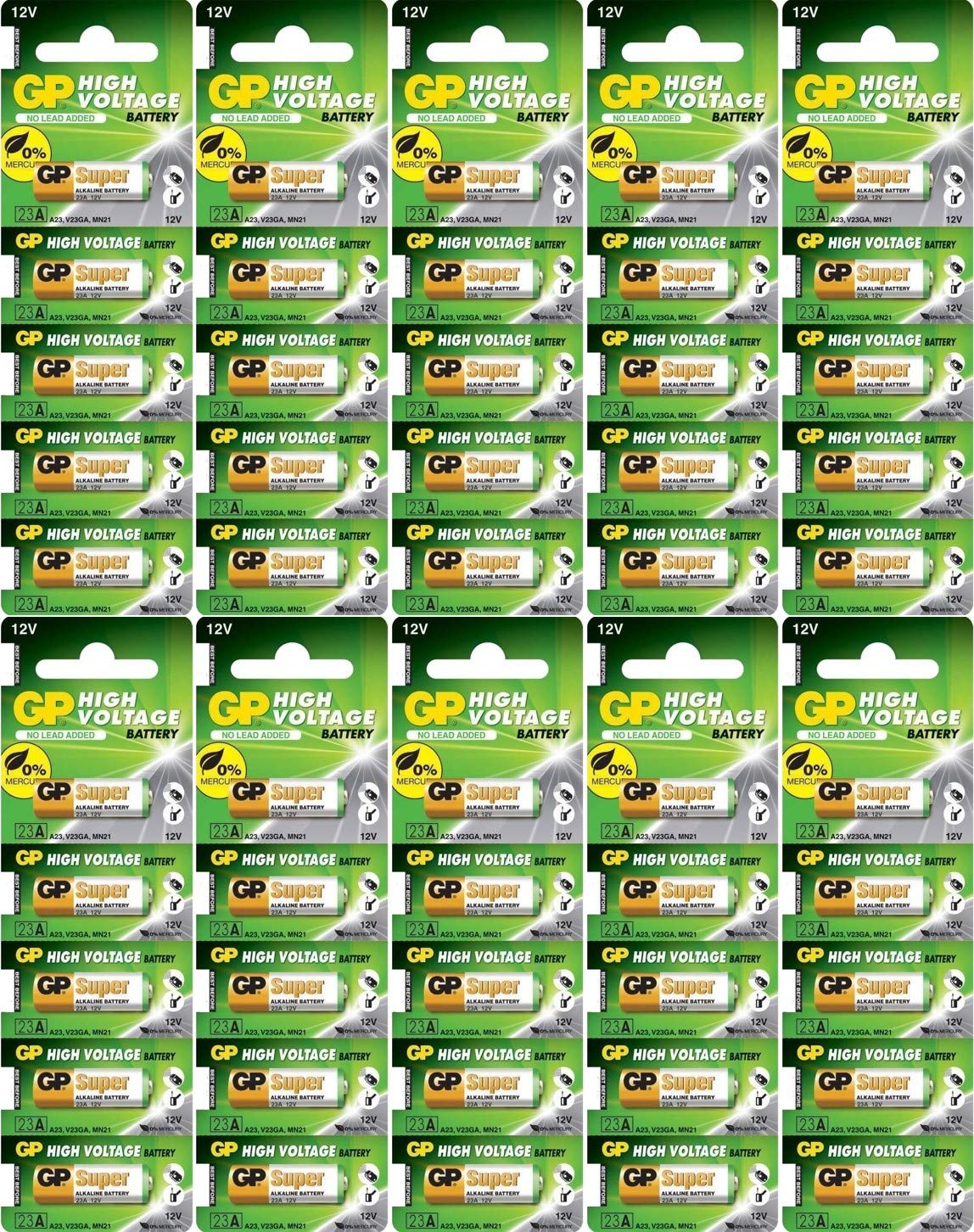 GP A23 GP23AE 21/23 23A 23GA MN21 12v Alkaline 50 Batteries