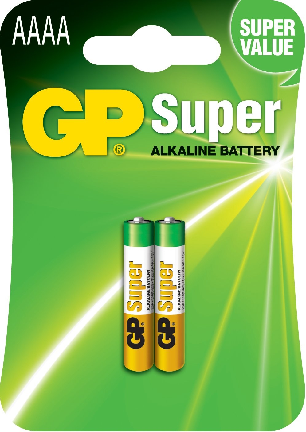GP AAAA Super Fresh Pack of 2 Super Alkaline 1.5V Batteries LR61 MN2500 EN96