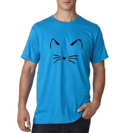 Trendy USA 1128 - Unisex T-Shirt Cat Whiskers Silhouette Heart Nose 3XL Sapphire