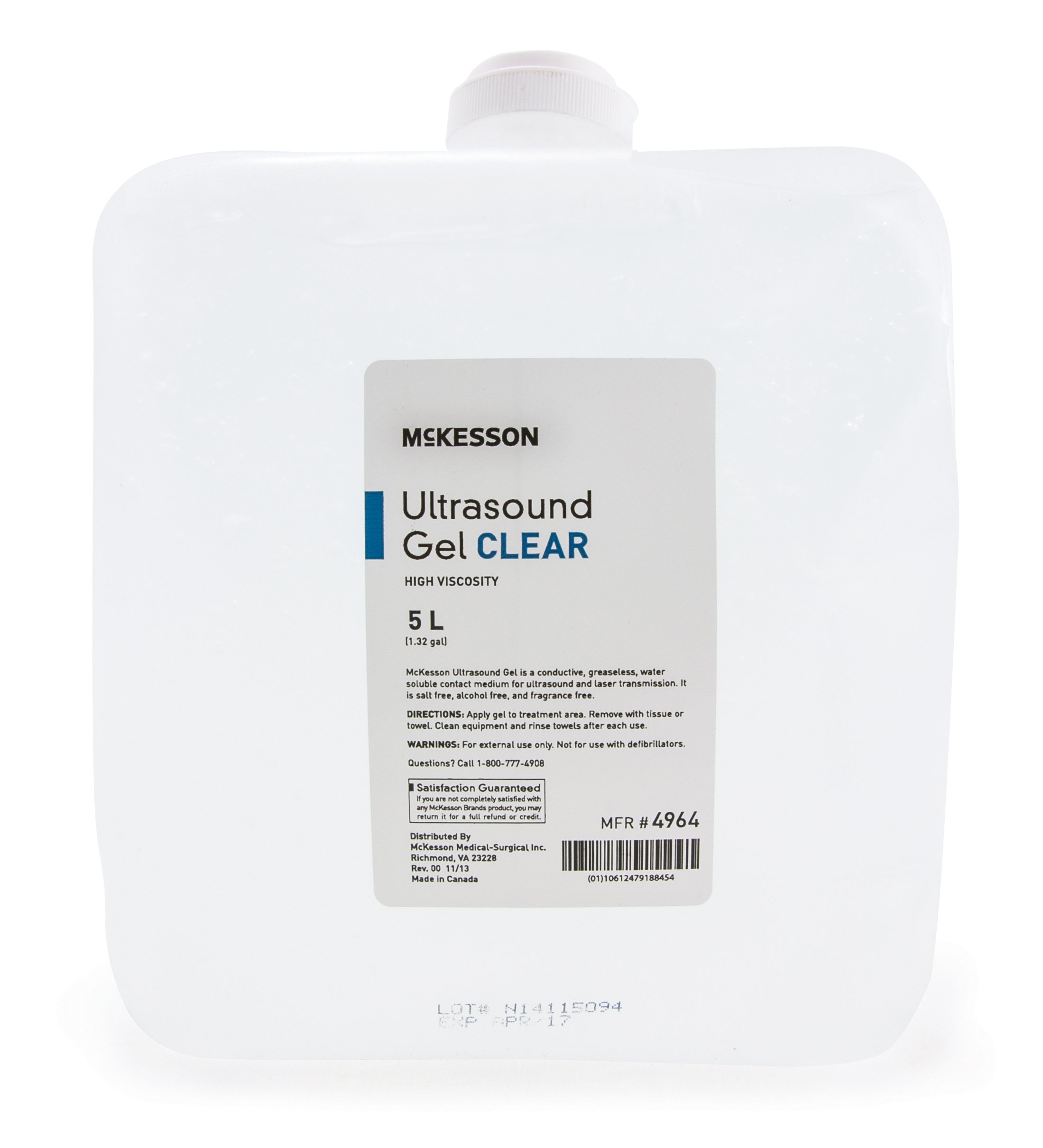 Ultrasound Gel, McKesson, Ultrasound and Laser Transmission 5 Liter Cubitainer, 4964 - EACH