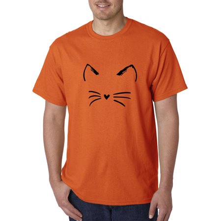 Trendy USA 1128 - Unisex T-Shirt Cat Whiskers Silhouette Heart Nose 4XL Orange