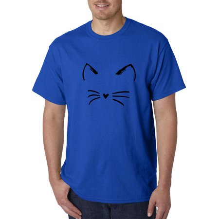 Trendy USA 1128 - Unisex T-Shirt Cat Whiskers Silhouette Heart Nose Small Royal Blue