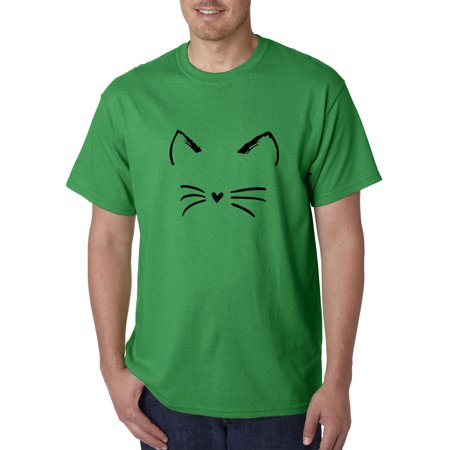Trendy USA 1128 - Unisex T-Shirt Cat Whiskers Silhouette Heart Nose Medium Kelly Green