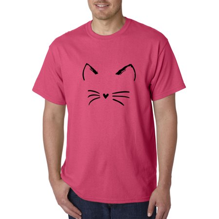 Trendy USA 1128 - Unisex T-Shirt Cat Whiskers Silhouette Heart Nose 3XL Heliconia
