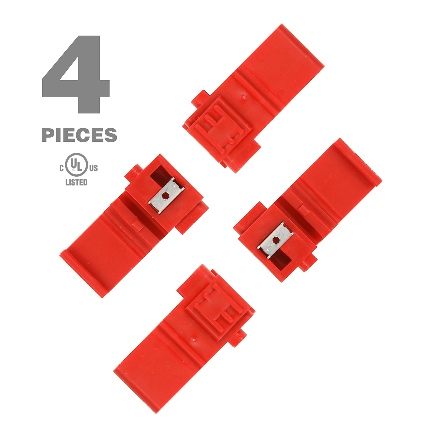 Ever Start Auto Electrical 4-Piece Quick Connectors  Red  Fits Car or Truck 22-16 Gauge Wire  Model 5104