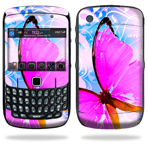 Skin Decal Wrap Compatible with Blackberry Curve 8500 8520 8530 Pink Butterfly