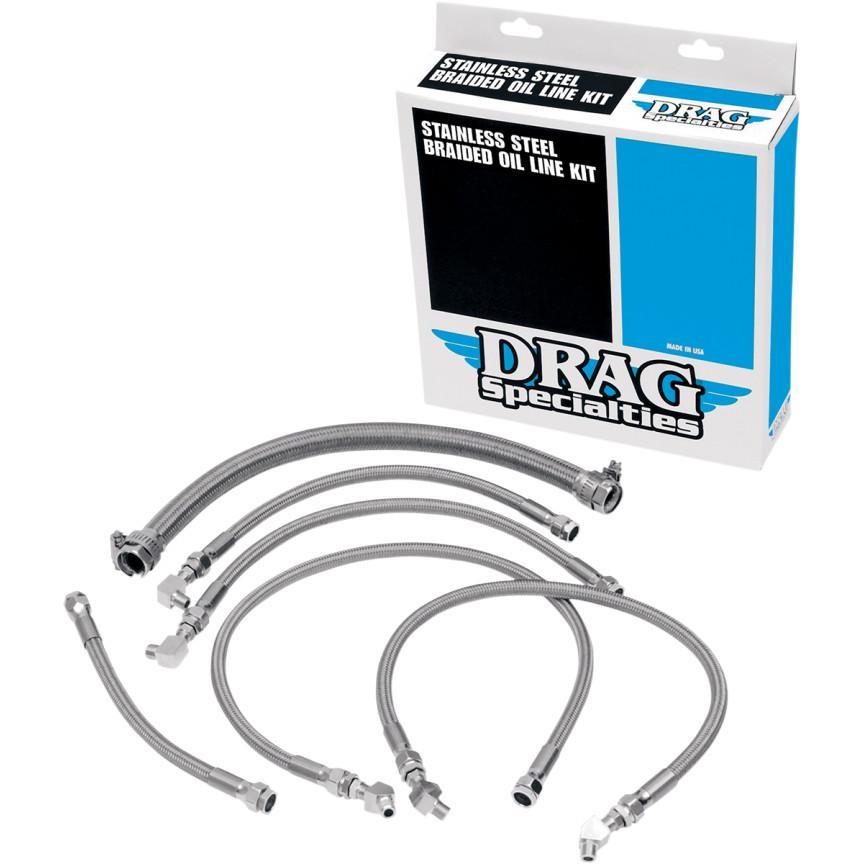 Drag Specialties Stainless Steel Braided Oil Line Kit    0711-0036