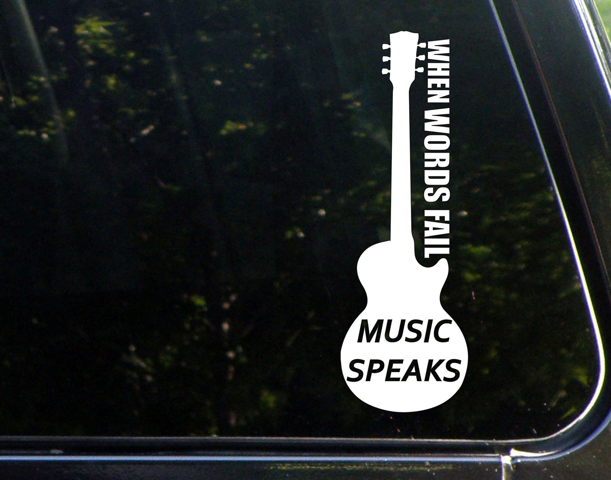 When Words Fail Music Speaks - 8-3/4  X 3-1/2  - Vinyl Die Cut Decal/ Bumper Sticker for Windows  Cars  Trucks  Laptops  Etc. Sign Depot SD1-9585