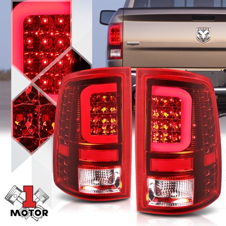 Chrome/Red *TRON LED C-BAR* Neon Tube Tail Light Brake Lamp for 09-17 Dodge Ram 10 11 12 13 14 15 16 Fits Select: 2013-2017 RAM 1500  2009-2012 DODGE 