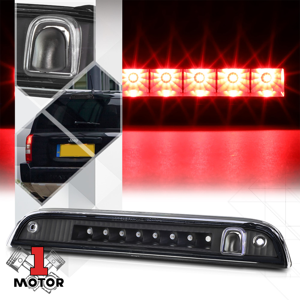 For 2007-2017 Jeep Patriot Rear LED 3rd Third Brake Light Tail Stop Lamp Black Housing Clear Lens 08 09 10 11 12 13 14 15 16