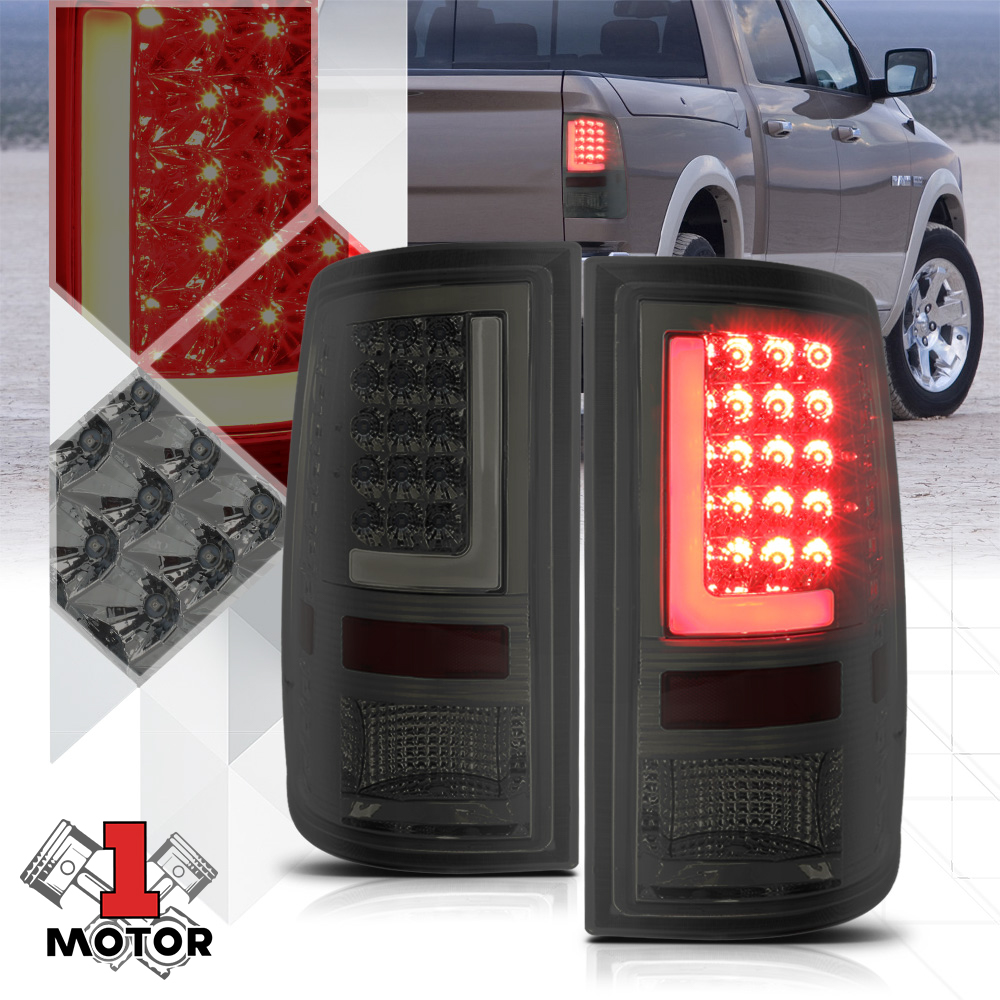 Chrome/Smoked *TRON LED BAR* 3D Red-L Neon Tail Light Brake Lamp for 09-17 Ram 10 11 12 13 14 15 16 Fits Select: 2013-2017 RAM 1500  2009-2012 DODGE R