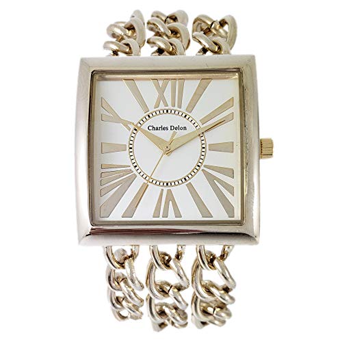 Charles Delon Watches for Womens 4397 LACD Gold/Gold Stainless Steel Quartz Square
