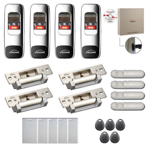 FPC-7751 4 Door Professional Access Control Electric Strike Fail Safe / Fail Secure Time Attendance TCP/IP Wiegand Controller  Indoor + Outdoor Finger