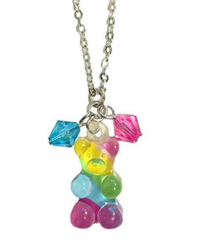 L C Boutique Girls Rainbow Gummy Bear Necklace on Adjustable Chain