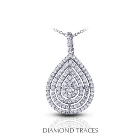 UD-OS3009-0134 1.09 Carat Total Natural Diamonds 14K White Gold Prong Setting Teardrop Fashion Pendant