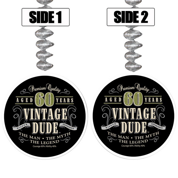 Partypro TQP-6858 Vintage Dude 60Th Birthday Dangler