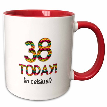 3dRose 38 Today.. in Celsius - Funny 100th Birthday. 38C Is 100 in Fahrenheit - Two Tone Red Mug  11-ounce