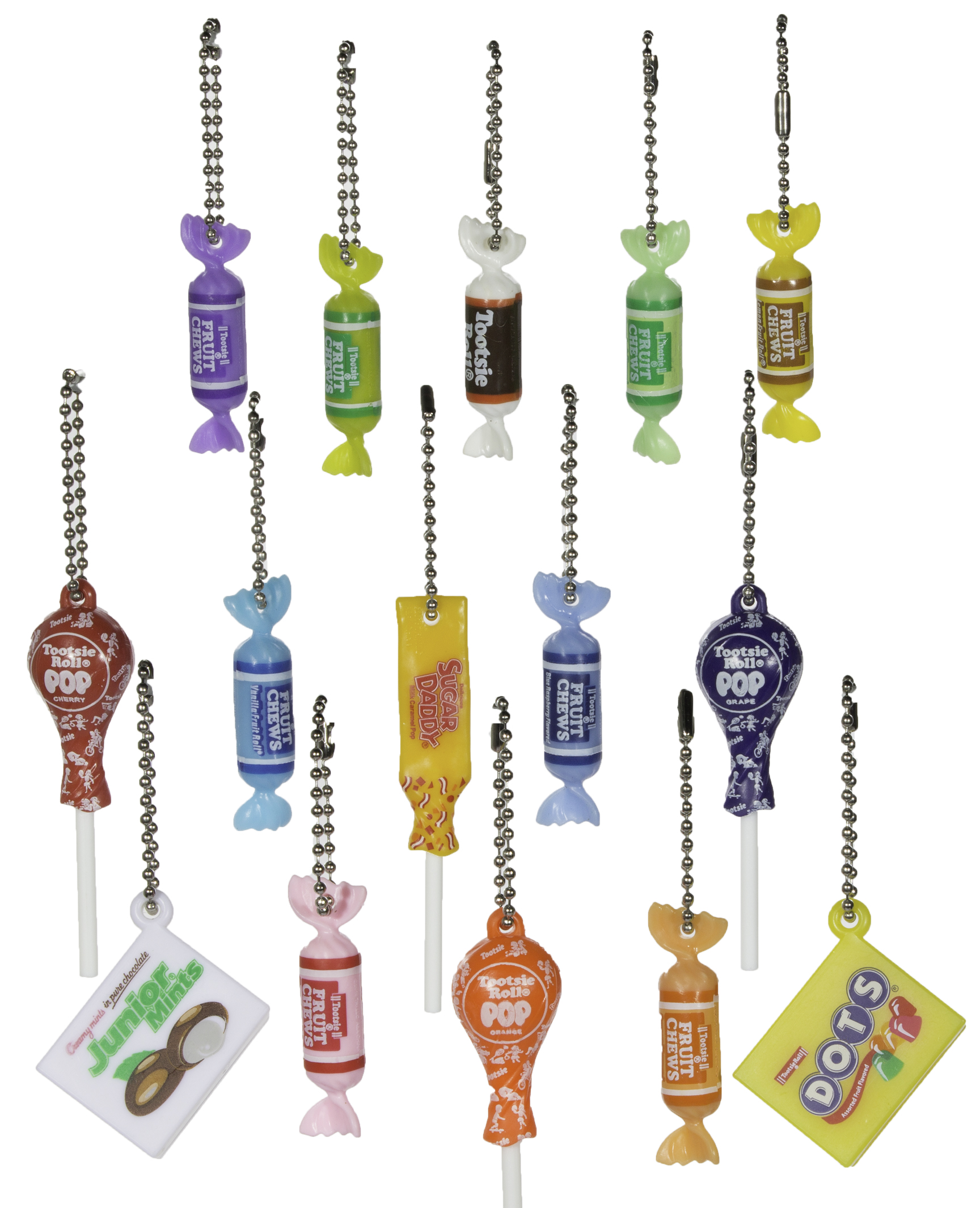 Party Favors - Tootsie Roll Classic Candy Key Chains/ Charms Set of 15 Pieces
