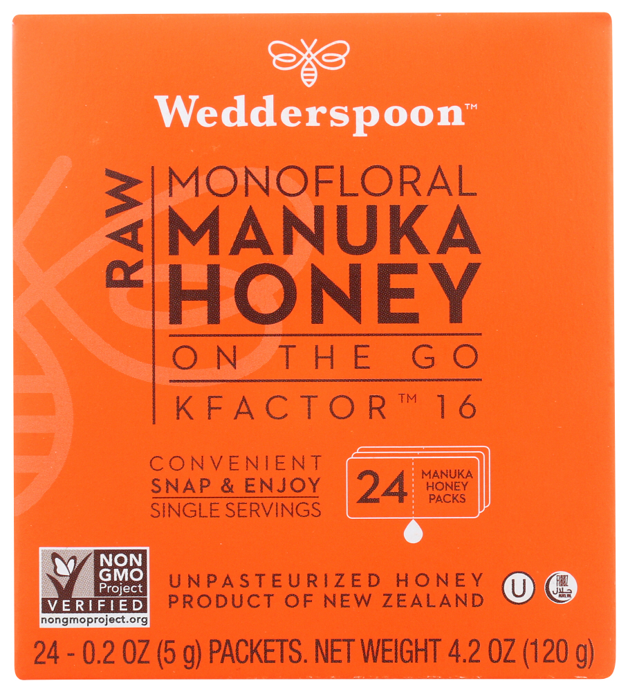 Wedderspoon Honey on the Go  100% Raw Manuka Honey  24 Pack  4.2 Oz