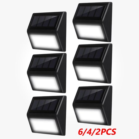 EEEKit 6/4/2Pcs Solar LED Stair Lights, Water Resistant Wireless Automatic Sensor Step Lights, Wall Mount Decorative Outdoor Deck Lighting, Path Secur